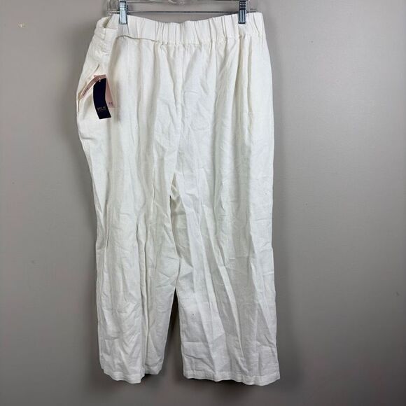 Per se white linen blend wide leg boho beach pants 1X plus size - Picture 8 of 10